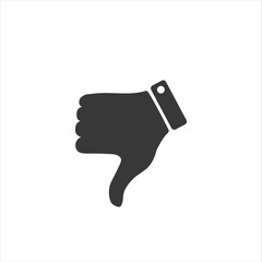 Hand thumb down, dislike icon flat. Simple black pictogram white background