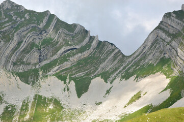 structure folded carbonate rock beds in the mountains of Montenegro Europe
