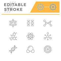 Set line icons of molecule