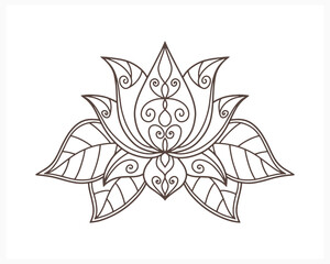 Doodle lotus icon isolated on white. Flower coloring psge book. Sketch vector stock illustration. EPS 10