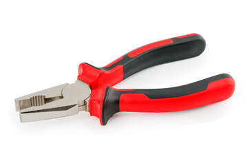 The pliers are red and black on a white background