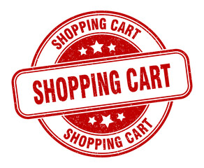 shopping cart stamp. shopping cart label. round grunge sign