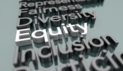 Equity Diversity Inclusion Fairness Equality Words 3d Illustration