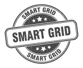 smart grid stamp. smart grid label. round grunge sign