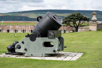 War cannon at barracks complex in historical Fort George, Scotland