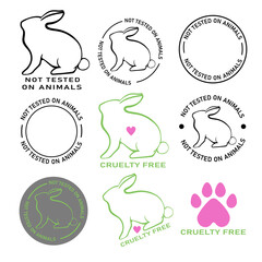 Set of different icons with rabbits and the inscriptions 