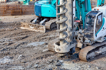 Close-up of big drilling machine for drilling holes