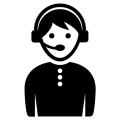 
Man with headset, operator icon, solid design.
