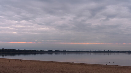 Horizontal landscape at the Pogoria III Lake in the morning.