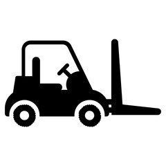 
Icon of forklift truck in solid design.
