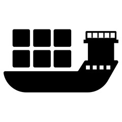 
Icon of cargo ship in solid design.
