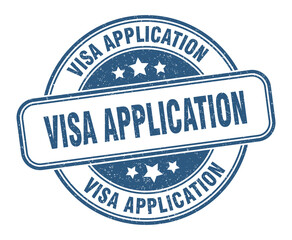 visa application stamp. visa application label. round grunge sign