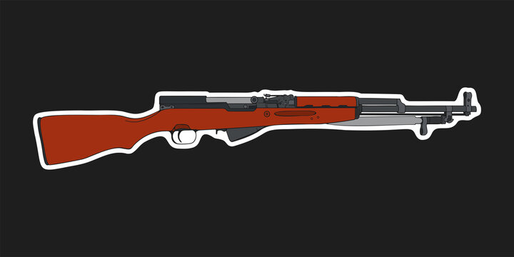 Soviet semi-automatic carbine SKS with bayonet. Vector Illustration
