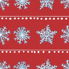 Festive seamless pattern. Snowflakes on a red background. New year and Christmas design for wrapping paper