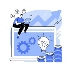 Online business abstract concept vector illustration. Business opportunity, online startup, ecommerce platform, internet marketing, social media sales, promotion, digital agency abstract metaphor.