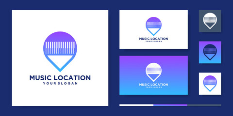 Music location logo design, piano musical instrument logo design