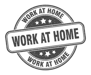 work at home stamp. work at home label. round grunge sign