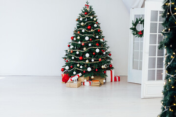 New Year's Background Christmas Tree decor interior postcard 2021