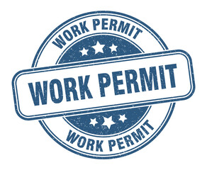 work permit stamp. work permit label. round grunge sign