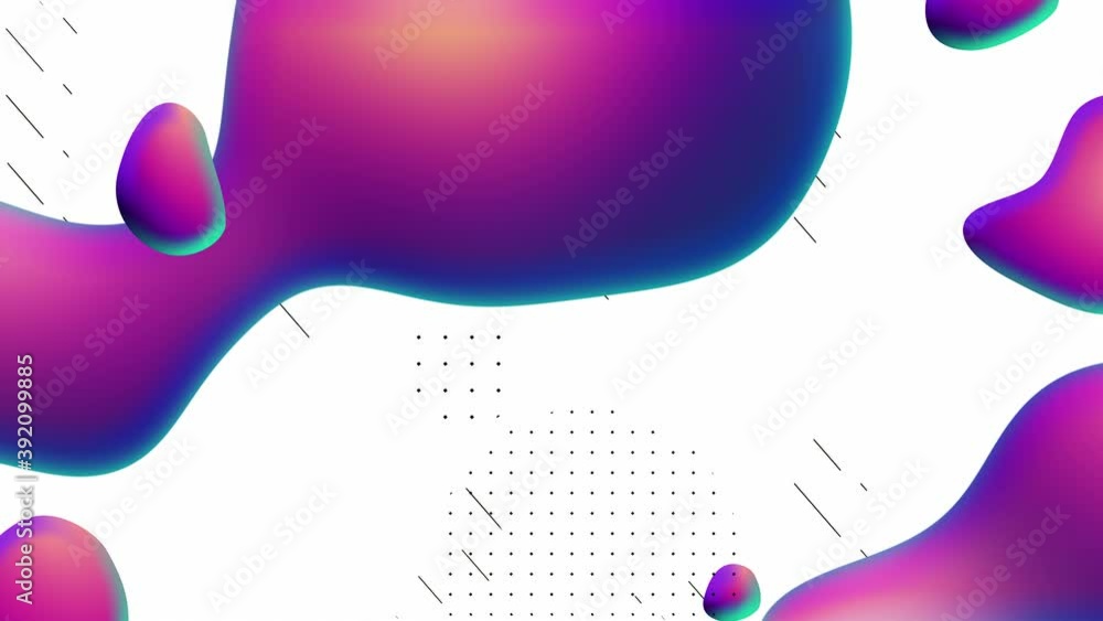 Poster trendy minimalistic gradients background. iridescent metaballs and different digital elements with l