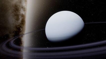 Planet with numerous prominent ring system