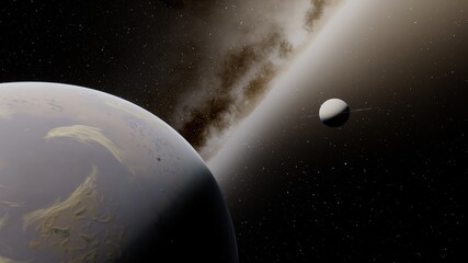 Planet with numerous prominent ring system © ANDREI