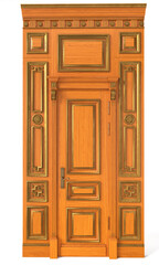 3D image classic door and panels in the interior of the room