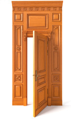 3D image classic door and panels in the interior of the room