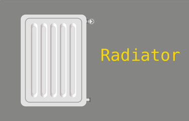 Ein weißer Heizkörper vor grauem Hintergrund