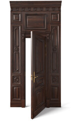 3D image classic door and panels in the interior of the room