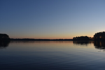 red sunset on the lake