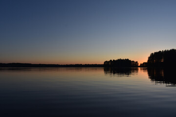 red sunset on the lake