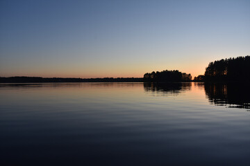 red sunset on the lake