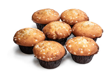 White chocolate muffins isolated on white