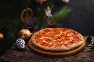 pizza with Christmas decorations