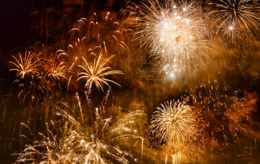 exploding fireworks New Year background
