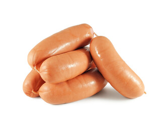 Thick sausages isolated on white background	
