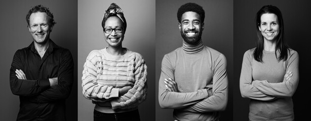 Collection of happy people faces