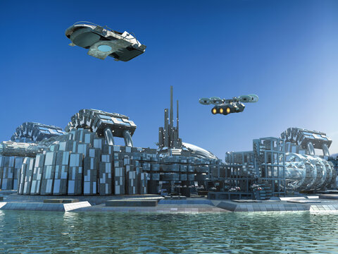 Futuristic marina city