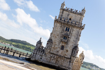 Fototapeta na wymiar Torre de Belen o Torre de Belem en la ciudad de Lisboa, pais de Portugal