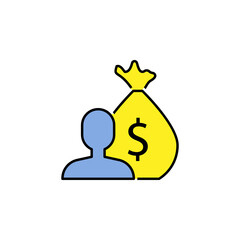 business seo, salary line colored icon. Teamwork at the idea. Signs and symbols can be used for web, logo, mobile app, UI, UX