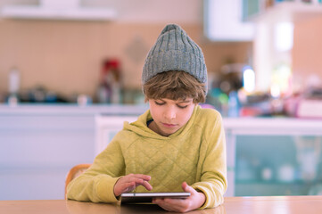 Little boy using digital tablet.