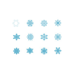 Fototapeta na wymiar set of blue vector snowflakes. Christmas snowflake isolated