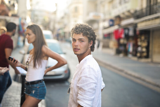 portrait of young man in the street