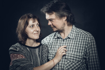 Adult man and woman are happy to be together