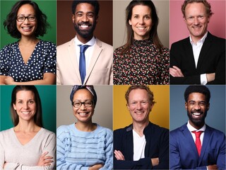 Fototapeta premium Group of beautiful people in front of a background