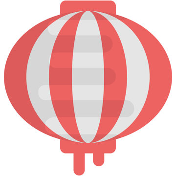 
A Chinese Lantern And Balloon Used In Decoration On Chinese Occasions, Flat Icon Design
