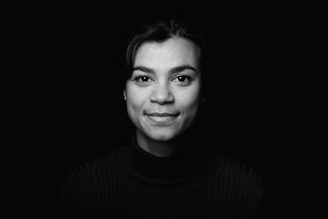 Black and white portrait of a beautiful woman