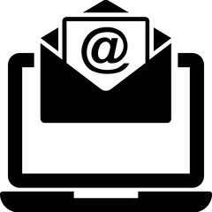 
Online mailing list icon glyph design.
