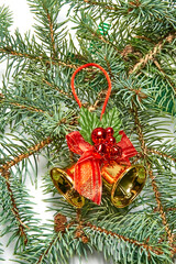Obraz na płótnie Canvas Christmas decoration with bells on a white background.